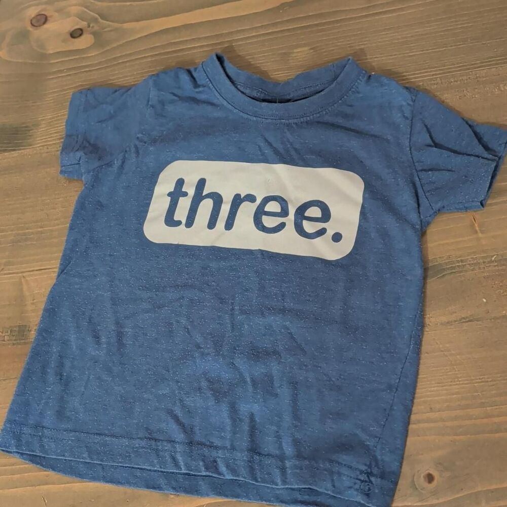 "THREE" Blue kids t-shirt
